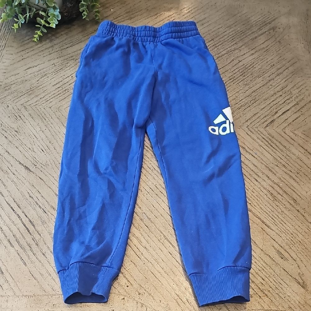 adidas Royal Blue Kids Jogger Sweatpants with White Logo Size S